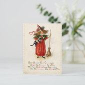  heks zwarte kat Vakantie briefkaart (Staand voorkant)