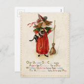  heks zwarte kat Vakantie briefkaart (Voorkant / Achterkant)