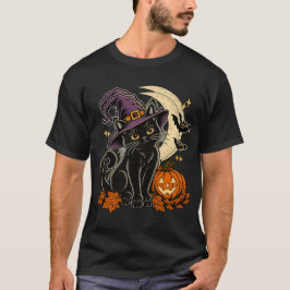 Heks Zwarte Kat Vintage Halloween T-shirt