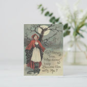 Heks Zwarte Kat Volle Maan Briefkaart (Staand voorkant)