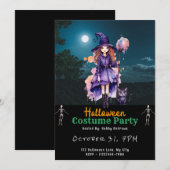  heks zwarte kat volle maan zwart halloween kaart (Voorkant / Achterkant)