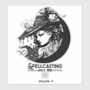 Heks & Zwarte Kat Wiccan Wicca Toverij Sticker