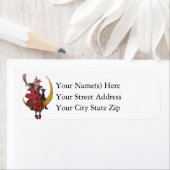 Heks Zwarte Kat Zittend op Maan  Halloween Etiket (Insitu)