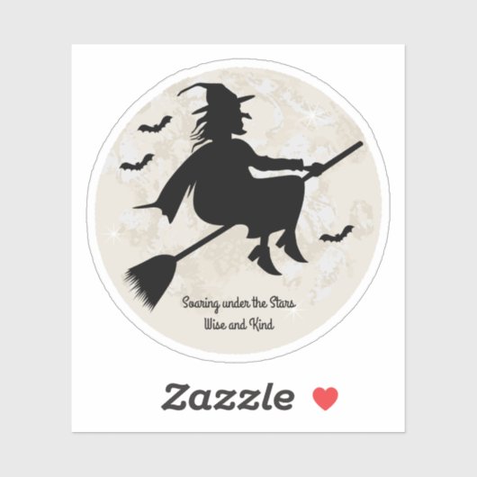 heks zweeft onder de sterren sticker (Vel)