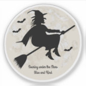 heks zweeft onder de sterren sticker (Voorkant)