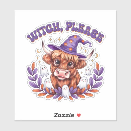 Heksen alsjeblieft Highland Koe Halloween Sticker (Vel)