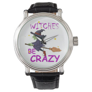 Heksen Be Crazy Black Leather Horloge
