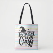Heksen Be Crazy Pastel Stripes Halloween Tote Bag (Voorkant)