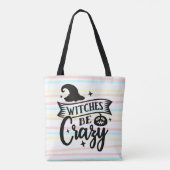 Heksen Be Crazy Pastel Stripes Halloween Tote Bag (Achterkant)
