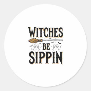 Heksen Be Sippin Vintage Halloween Drank Shirt_1 Ronde Sticker