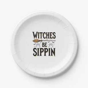 Heksen Be Sippin Vintage Halloween Drink Shirt_1 Papieren Bordje
