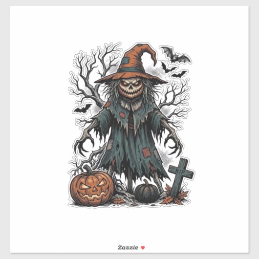 Heksen Boeman Halloween Pompoen Shirt De Sticker (Vel)
