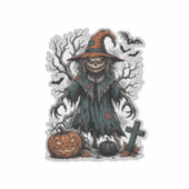 Heksen Boeman Halloween Pompoen Shirt De Sticker (Voorkant)