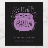Heksen Brew Zwart/Paarse Halloween Wijnlabel Wijn Etiket (Enkel label)