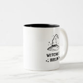 Heksen Brew Zwart-wit Witch Pet Halloween Tweekleurige Koffiemok (Voorkant rechts)
