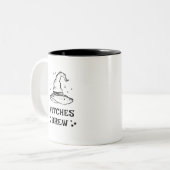 Heksen Brew Zwart-wit Witch Pet Halloween Tweekleurige Koffiemok (Voorkant links)