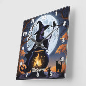 Heksen brouwen drankjes op een Halloween-avond Vierkante Klok (Hoek)