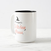 Heksen Brouwen Modern Halloween Gepersonaliseerd Tweekleurige Koffiemok (Voorkant links)