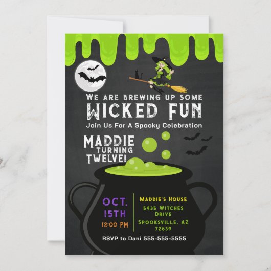 Heksen Cauldron Halloween Verjaardag Uitnodiging (Voorkant)