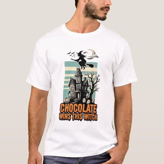 Heksen Chocolade Shirt Zoete Halloween Behandeling (Voorkant)