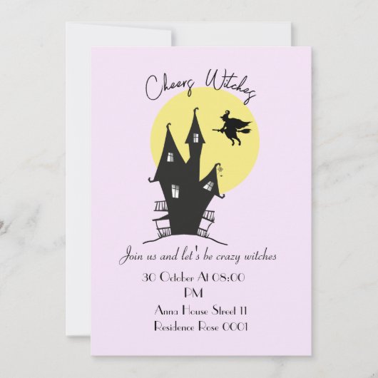 Heksen dames Halloween feest kaarten uitnodiging (Voorkant)
