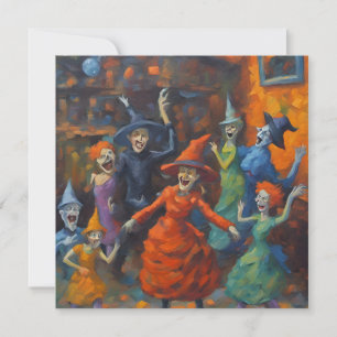 Heksen dansen samen in Halloween, Park Bedankkaart