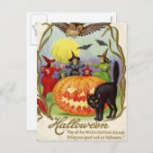 Heksen die rond de Lantaarn van O van de Hefboom Feestdagenkaart (Voorkant / Achterkant)