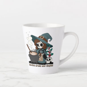 Heksen die spreuken en koffie brouwen latte mok