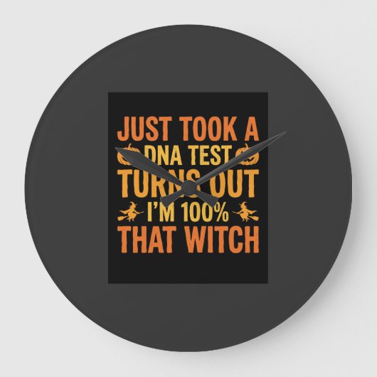Heksen DNA-test Grappig Ontwerp voor Halloween Grote Klok (Voorkant)