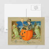 Heksen Duivel Jack O Lantern Duivel Briefkaart (Voorkant / Achterkant)