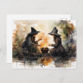 Heksen en Cauldron Herfst Halloween Decoupage Briefkaart (Voorkant / Achterkant)