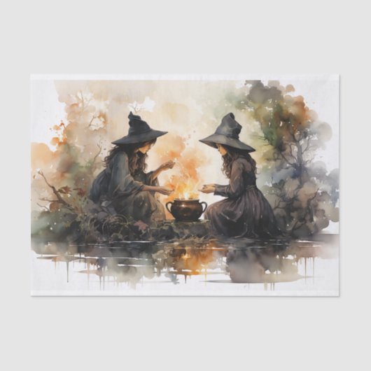 Heksen en Cauldron Herfst Halloween Decoupage Tissuepapier (Voorkant)