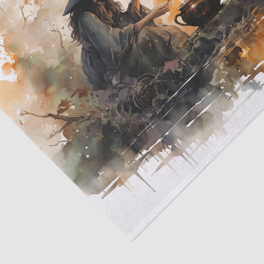 Heksen en Cauldron Herfst Halloween Decoupage Tissuepapier (Detail)