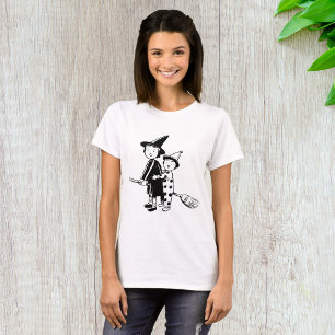 Heksen en clown op bezemsteel Halloween T-shirt