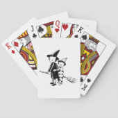 Heksen en clown op bezemsteel voor Halloween Pokerkaarten (Achterkant)
