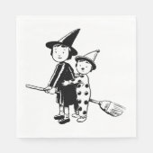 Heksen en clown op bezemsteel voor Halloween Servet (Voorkant)
