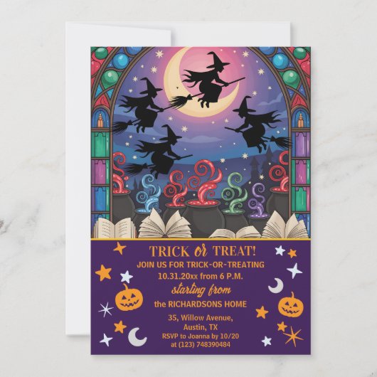 Heksen en drankjes Trick or treat Halloween Kaart (Voorkant)