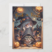 Heksen en hun kat Halloween Party Kaart (Achterkant)