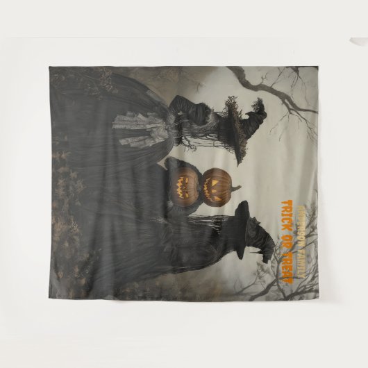 Heksen en Jack-o'-lantaarn in Haunted Forest Wandkleed (Voorkant (horizontaal))