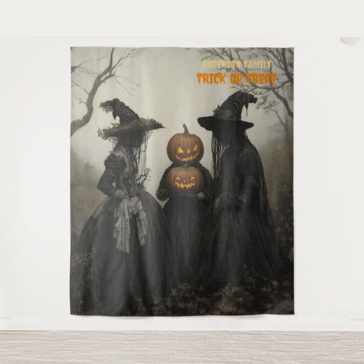 Heksen en Jack-o'-lantaarn in Haunted Forest Wandkleed (Voorkant)