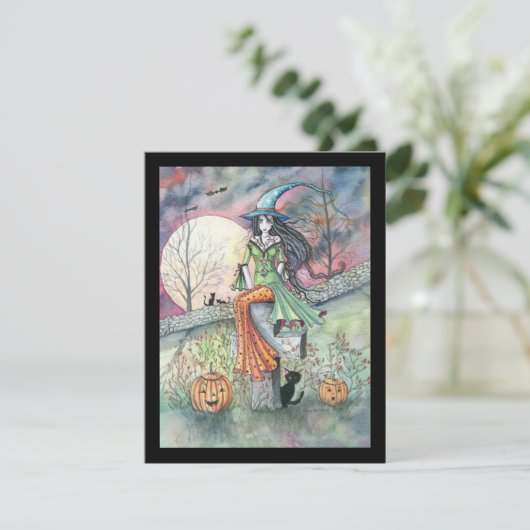 Heksen en Katten Halloween Uitnodigingen (Staand voorkant)