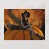 Heksen en katten op Giant Pumpkin Briefkaart (Voorkant)