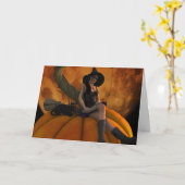 Heksen en katten op Giant Pumpkin Kaart (Gele Bloem)