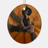 Heksen en katten op Giant Pumpkin Keramisch Ornament (Links)