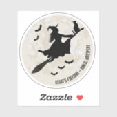 Heksen en katten vliegen op een bezem sticker (Vel)