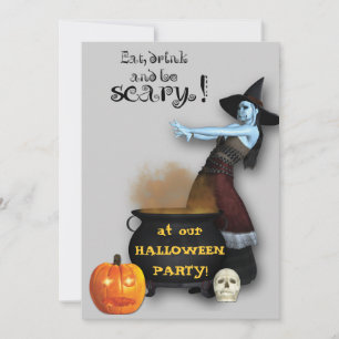 Heksen- en ketel Halloween-feestuitnodiging Kaart