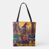Heksen en Kinder Tuin Feest: Halloween Thema Tote Bag (Achterkant)