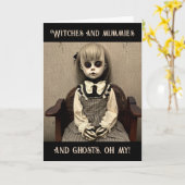Heksen en mummies en geesten, oh mijn Halloween Kaart (Gele Bloem)