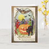  heksen en pompoen Halloween Kaart (Gele Bloem)