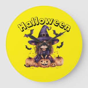 Heksen en Pompoenen Halloween Muur Klok